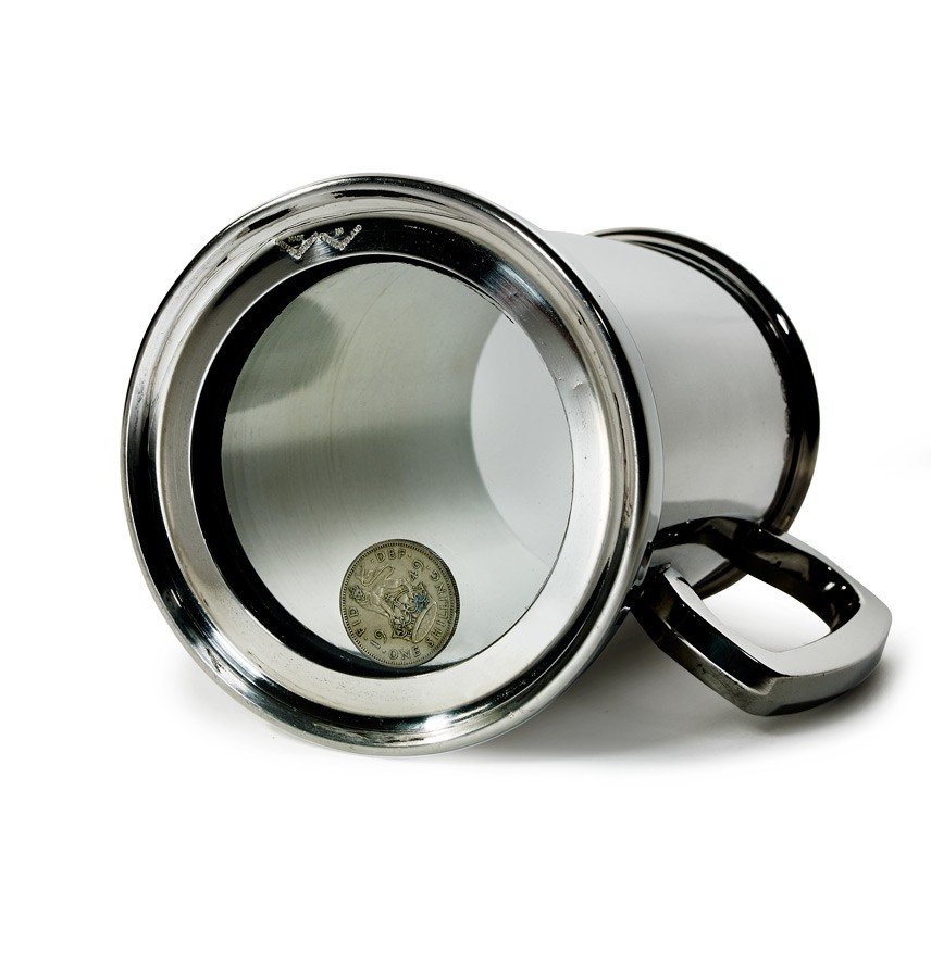 Shilling 1 pint Pewter Tankard Glass Base Shilling 1 pint Pewter Tankard Glass Base
