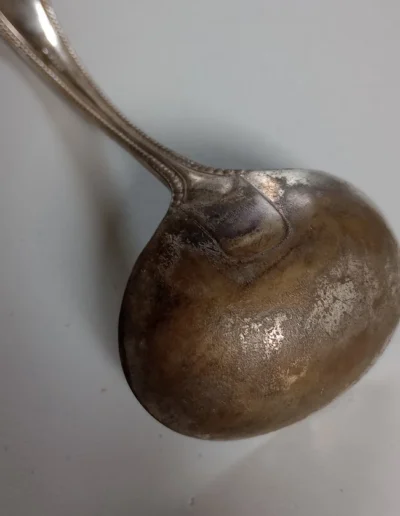 Silver plated ladle before